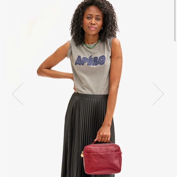 Clare V Mirabel Oxblood Rustic Crossbody Bag with Logo Nylon Webbing Strap VGUC - Picture 1 of 16